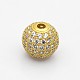CZ Brass Micro Pave Grade AAA Clear Color Cubic Zirconia Round Beads(KK-O065-6mm-05G-NR)-1