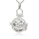 Silver Color Plated Brass Hollow Round Cage Pendants(KK-J226-08S)-1