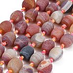 Dyed & Heated Natural Weathered Agate Beads Strands, Oval, Chocolate, 14~19x14~16mm, Hole: 1.4~1.6mm, about 18pcs/strand, 15.35''~15.94''(39~40.5cm)(GG-CBAB9C6-E01-01)