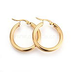201 Stainless Steel Hoop Earrings, with 304 Stainless Steel Pin, Hypoallergenic Earrings, Ring Shape, Golden, 30x28x4mm, 6 Gauge, Pin: 1mm(EJEW-A052-19J-G)