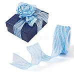 Polyester Crumpled Ribbon, for Bowknot, Flower, Gift Decoration, Light Sky Blue, 1 inch(25mm)(OCOR-TAC0035-12G)