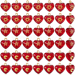 45Pcs 3 Styles Brass Glass Heart Pendants, with Golden Iron Loop, Golden, 16~17x15x8.5mm, Hole: 2mm, 15pcs/style(PALLOY-DC00038)