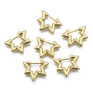 Brass Huggie Hoop Earring, Star, Real 18K Gold Plated, 19x17x3mm, Pin: 1mm(EJEW-N011-02)