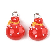 Christmas Theme Opaque Resin Pendants, with Platinum Iron Loop, Goodie bag, 17x11x7mm, Hole: 2mm(RESI-S08-01C)