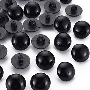 1-Hole Plastic Buttons, Half Round, Black, 15x10.5mm, Hole: 2.5mm(BUTT-N018-033E-01)