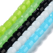 Imitation Jade Glass Bead Strands, Faceted Barrel, Mixed Color, 6.5~7x6mm, Hole: 1mm, about 78pcs/strand, 19.88~21.85 inch(50.5~55.5cm)(GLAA-G112-02-M)