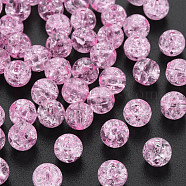 Transparent Crackle Acrylic Beads, Round, Pearl Pink, 8x7mm, Hole: 1.8~2mm, about 1745pcs/500g(MACR-S373-66-N04)