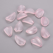 Transparent Imitation Jade Glass Pendants, Kapok Petal, Pink, 21x14x2.5mm, Hole: 1.2mm(GLAA-T016-38-D01)