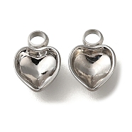 304 Stainless Steel Pendant Cabochon Settings, Heart, Stainless Steel Color, Tray: 5.5x5mm, 9.5x6x3mm, Hole: 1.8mm(STAS-I310-29P)