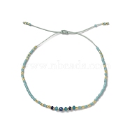 Miyuki Seed Beads and Natural Apatite Braided Bead Bracelets, with Nylon Cord, Turquoise, Inner Diameter: 1-3/4~3 inch(4.4~7.7cm)(BJEW-C061-01)