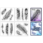 4Pcs 4 Styles PVC Stamp, for DIY Scrapbooking, Feather, 55x55mm, 1pc/style(DIY-WH0487-0094)