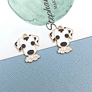 Alloy Enamel Puppy Pendants, Cute Dog Charms, White, 25x21mm(PW-WG22495-06)