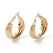 304 Stainless Steel Hoop Earrings, Ring, Golden, 35.5x30.5x10mm, Pin: 0.7mm(EJEW-F272-10G)