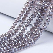 Electroplate Glass Beads Strands, Pearl Luster Plated, Faceted, Rondelle, Gray, 3x2mm, Hole: 0.8mm, about 145~150pcs/strand, 34~35cm(EGLA-A034-T2mm-A09)