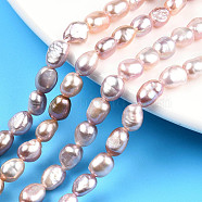 Natural Cultured Freshwater Pearl Beads Strands, Two Sides Polished, Nuggets, Rosy Brown, 6.5~9x5.5~6.5mm, Hole: 0.7mm, about 47pcs/strand, 13.82 inch(35.1cm)(PEAR-N014-05F)