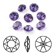 Pointed Back & Back Plated K9 Glass Rhinestone Cabochons, Grade A, Faceted, Flat Round, Purple Velvet, 10x5mm(RGLA-J012-10mm-277)