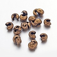 Iron Crimp Beads Covers, Cadmium Free & Nickel Free & Lead Free, Antique Bronze, 3mm In Diameter, Hole: 1.2~1.5mm(X-IFIN-H028-NFAB-NF)
