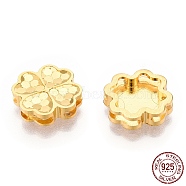 925 Sterling Silver Charms, Clover Charms, Nickel Free, Real 18K Gold Plated, 11.5x11.5x3mm, Hole: 1mm(CHS-T004-59G)