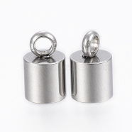 201 Stainless Steel Cord Ends, End Caps, Column, Stainless Steel Color, 10.5x7mm, Hole: 2mm, Inner Diameter: 6mm(STAS-H410-20P-E)