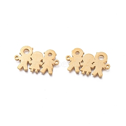Ion Plating(IP) 304 Stainless Steel Links, Manual Polishing, for Thankgiving Day's, Family Holding Hands Together Shape, Golden, 13.5x22.5x1.5mm, Hole: 1.2mm(STAS-L245-043G)
