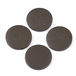 Painted Natural Wood Beads, Flat Round, Coconut Brown, 30x5~5.5mm, Hole: 2mm(X-WOOD-S049-02A-01)