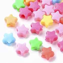 Opaque Polystyrene(PS) Plastic Beads, Star, Mixed Color, 10x10.5x5mm, Hole: 3.5mm, about 3000pcs/500g(KY-I004-11B)