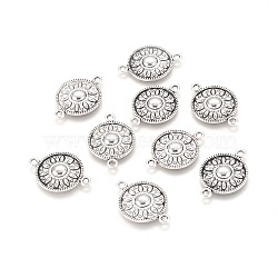 Flat Round Tibetan Style Alloy Links connectors, Cadmium Free & Lead Free, Antique Silver, 25.5x17x2.5mm, Hole: 2mm, about 785pcs/1000g(TIBEP-R345-11AS-RS)