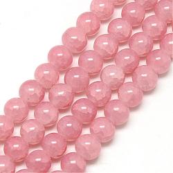 Baking Painted Crackle Glass Bead Strands, Round, Flamingo, 8mm, Hole: 1.3~1.6mm, about 100pcs/strand, 31.4 inch(DGLA-Q023-8mm-YS7)