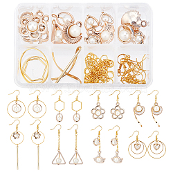 SUNNYCLUE ABS Plastic Imitation Pearl Pendants, with UV Plating Acrylic Findings, Alloy & Brass Linking Rings, Brass Cable Chains & Earring Hooks, Creamy White, 16~28.5x12~24x6~13.5mm, Hole: 1.5~2.5mm(DIY-SC0017-98)