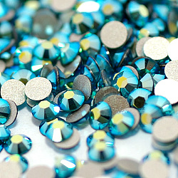 Glass Flat Back Rhinestone, Grade A, Back Plated, Faceted, AB Color, Half Round, Blue Zircon, SS16, 3.8~4.0mm, 1440pcs/bag(RGLA-C002-SS16-229AB)