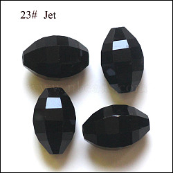 Imitation Austrian Crystal Beads, Grade AAA, Faceted, Oval, Black, 6x9.5mm, Hole: 0.7~0.9mm(SWAR-F056-9x6mm-23)