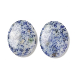 Natural Blue Spot Jasper Worry Stone for Anxiety Therapy, Oval Thumb Stone, 45x34~35x7~8.5mm(G-B036-01N)