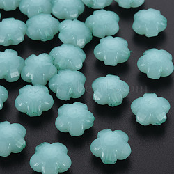 Imitation Jelly Acrylic Beads, Flower, Faceted, Medium Aquamarine, 17x17.5x10mm, Hole: 2mm, about 340pcs/500g(MACR-S373-87-E02)