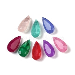 Glass Rhinestone Cabochons, Glass Surface with Natural Quartz Bottom, Pointed Back, Faceted, Teardrop, Mixed Color, 14x7x4.5mm(GLAA-A013-07D-M)