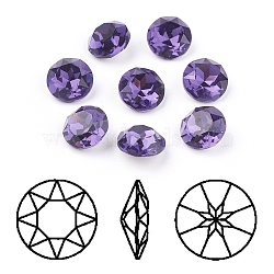 Pointed Back & Back Plated K9 Glass Rhinestone Cabochons, Grade A, Faceted, Flat Round, Purple Velvet, 10x5mm(RGLA-J012-10mm-277)