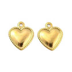 304 Stainless Steel Charm, Heart Charm, Golden, 10x8x1mm, Hole: 1mm(STAS-B047-34G)