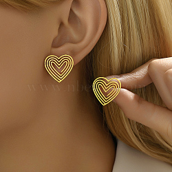 Elegant Hollow Heart Stainless Steel Stud Earrings for Women, Fashionable and Chic, Golden, show in picture(QB3366)