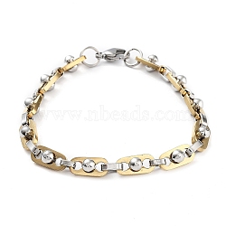 Vacuum Plating 304 Stainless Steel Link Chain Bracelet, Golden & Stainless Steel Color, 9 inch(22.7cm)(BJEW-Z023-05P)