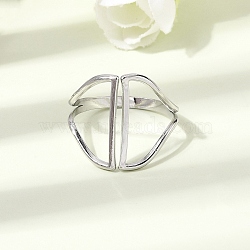 304 Stainless Steel Cuff Open Rings, Stainless Steel Color, 18mm, US Size 8 1/2(18.5mm)(RJEW-P188-02H-P)