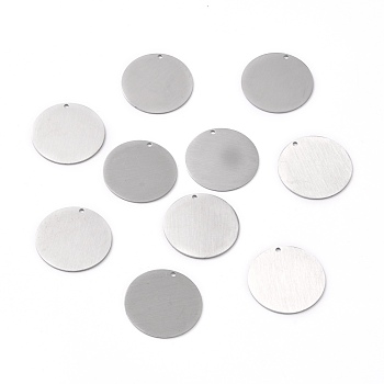 304 Stainless Steel Pendants, Double Side Drawbench, Stamping Blank Tag, Flat Round, Stainless Steel Color, 30x1mm, Hole: 1.8mm