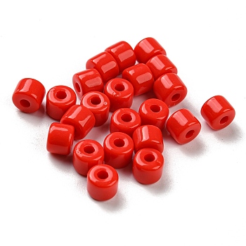 Opaque Acrylic Beads, Column, Red, 6.5x5mm, Hole: 2mm, about 3000pcs/500g
