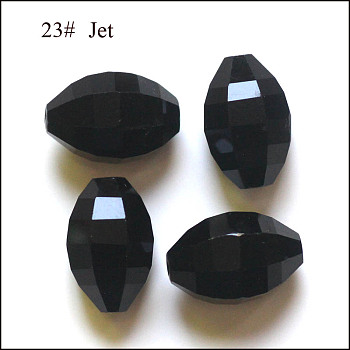 Imitation Austrian Crystal Beads, Grade AAA, Faceted, Oval, Black, 6x9.5mm, Hole: 0.7~0.9mm