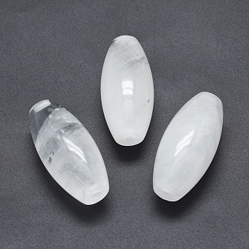 Natural Quartz Crystal Beads, Half Drilled, Oval, 42.5~44x19~20mm, Hole: 3mm