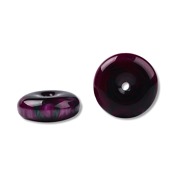 Resin Beads, Imitation Gemstone, Flat Round, Purple, 25x10mm, Hole: 2.6~2.8mm