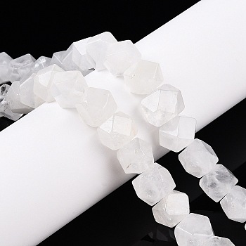 Natural Quartz Crystal Beads Strands, Rock Crystal, Faceted, 9.5~10.5x9.5~13.5x9~11mm, Hole: 0.8mm, about 20pcs/strand, 8.27''(21cm)