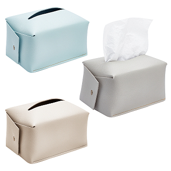 CHGCRAFT 3Pcs 3 Colors Foldable PVC Imitation Leather Tissue Storage Bags, Rectangle, Paper Towel Case Container Organizer, Mixed Color, Finished Product: 185x110x83mm, 1pc/color
