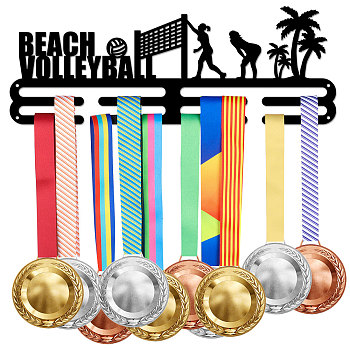 Fashion Iron Medal Hanger Holder Display Wall Rack, with Screws, Volleyball Pattern, 150x400mm