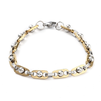 Vacuum Plating 304 Stainless Steel Link Chain Bracelet, Golden & Stainless Steel Color, 9 inch(22.7cm)