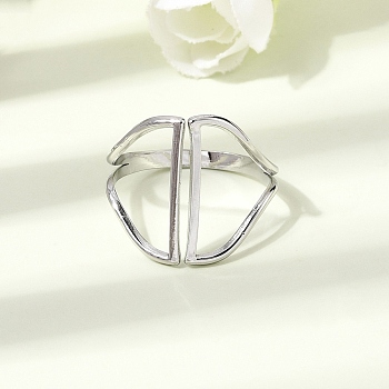 304 Stainless Steel Cuff Open Rings, Stainless Steel Color, 18mm, US Size 8 1/2(18.5mm)