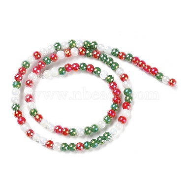 Brins de perles de verre électrolytiques opaques sur le thème de Noël(X-GLAA-P056-4mm-A02)-2